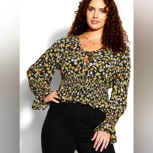 CITY CHIC ADELINE PEASANT FLORAL TOP